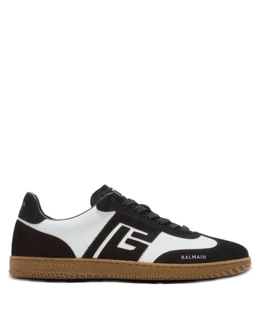 Balmain Black Swan Sneakers Mit Logo Aus Wildleder