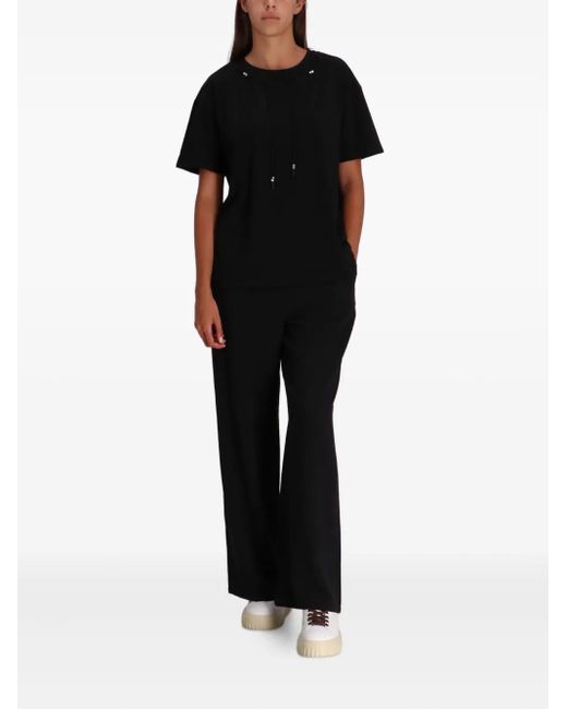 Liu Jo Black Drawstring-Neck Cotton T-Shirt
