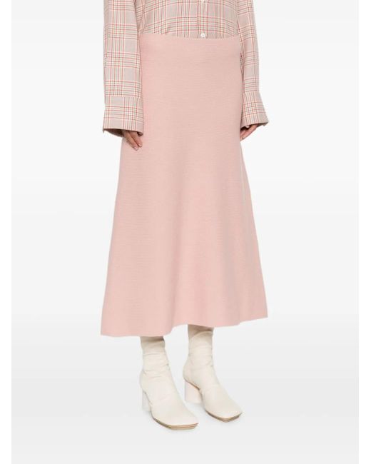 Jil Sander Pink Wool A-Line Skirt