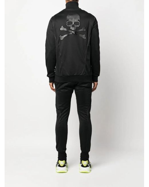 Philipp Plein Black Skull Bones Two-Piece Tracksuit Set for men