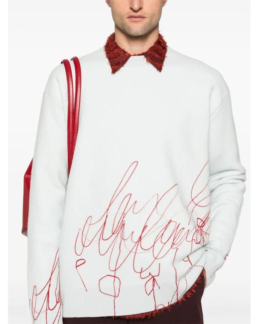 OAMC White Scribble-Print Fleece Sweater for men