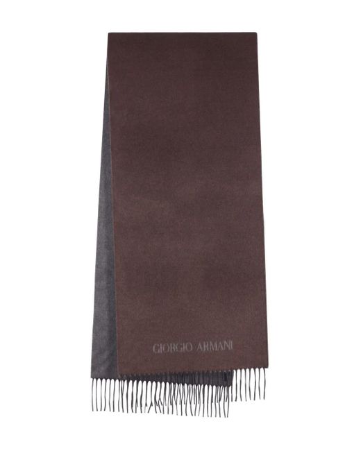 メンズ Giorgio Armani フリンジ スカーフ Brown
