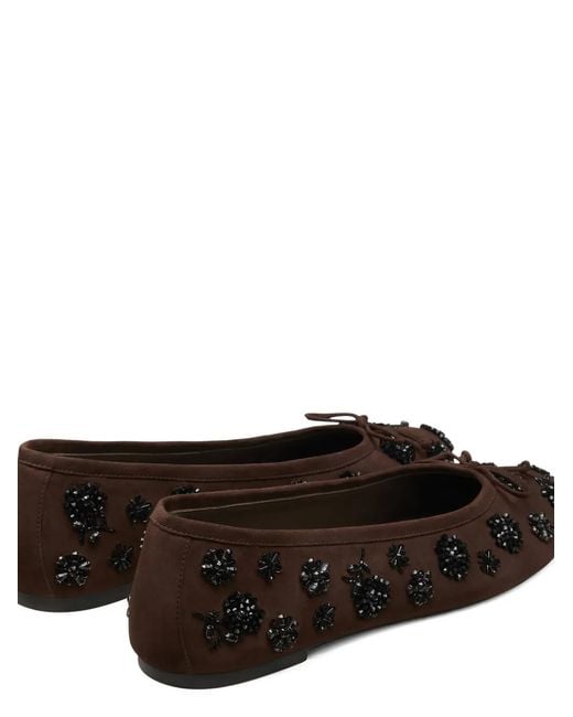 Stuart Weitzman Brown Prima Bow Embellished Ballet Flat