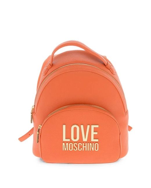 Moschino Orange Logo-Plaque Backpack