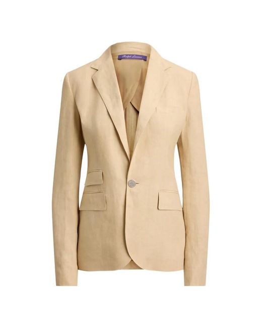 Ralph Lauren Natural Parker Button Flapped Linen Jacket