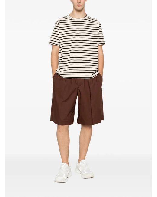 Plan C Purple Pleated Elasticated-Waist Shorts for men