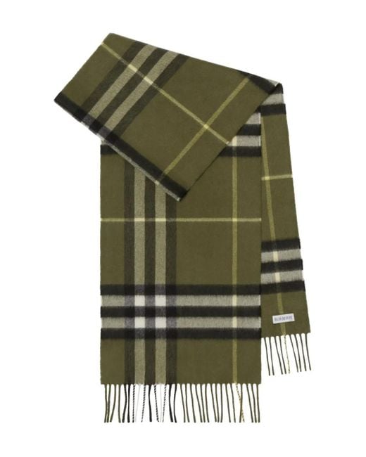 Burberry Green Checked Cashmere Scarf