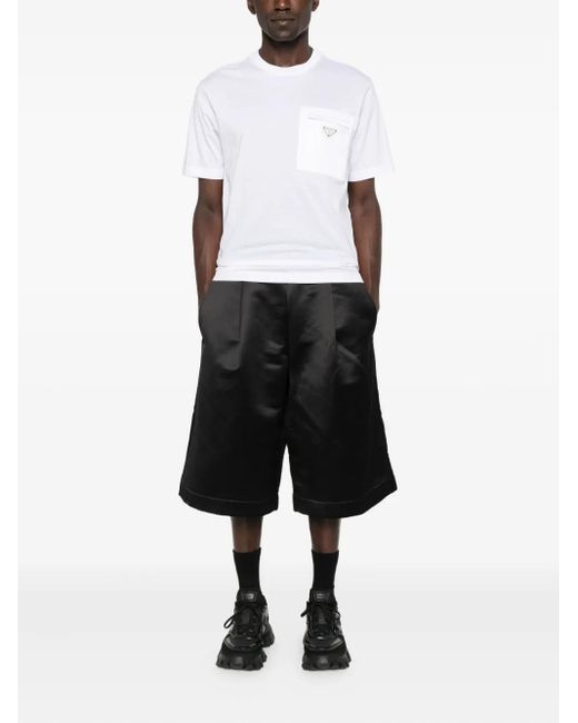 Prada White Re-Nylon Triangle-Logo T-Shirt for men