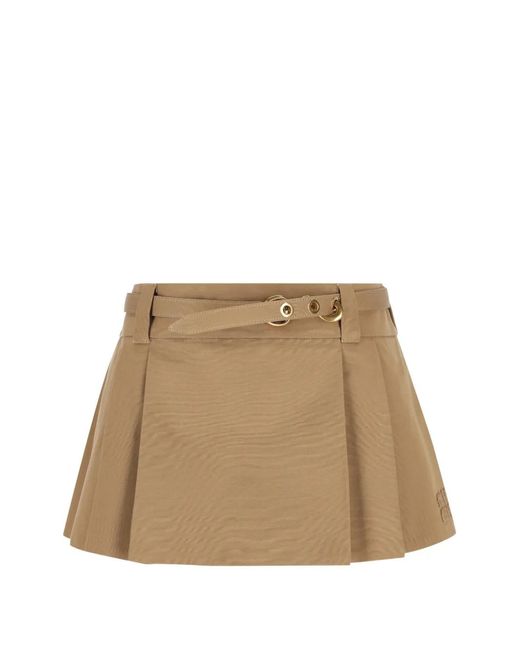 Miu Miu Natural Belted Pleated Mini Skirt