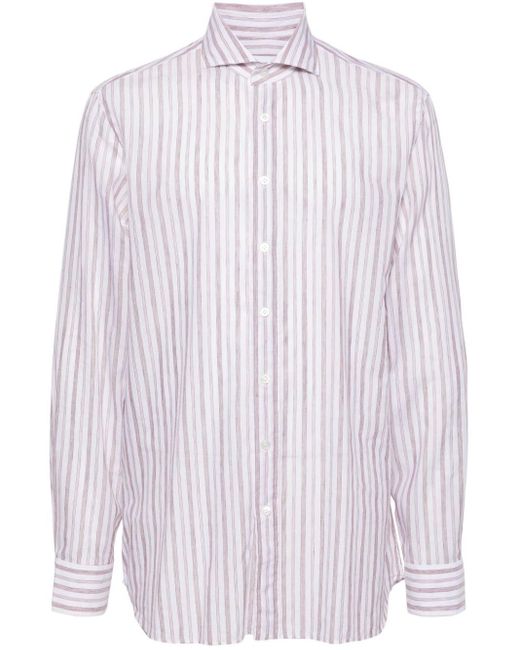 Lardini White Striped Button-up Shirt for men
