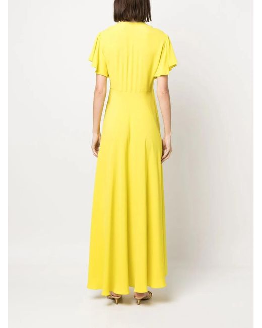 Vivetta Yellow Ruched Cut-Out Maxi Dress