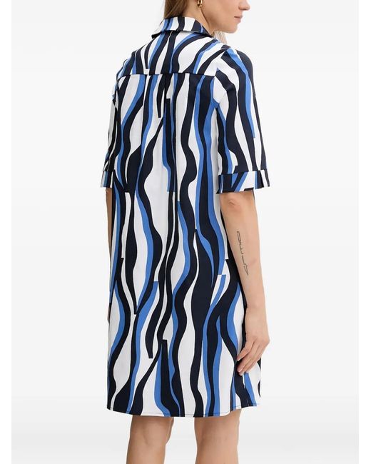 Joseph Ribkoff Blue Abstract Pattern Collared Dress