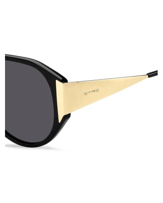 Etro Black Oversize Metal Frame Sunglasses