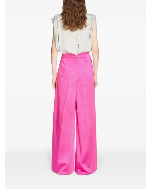 Dries Van Noten Pink Button Pleated Wide Palazzo Pants