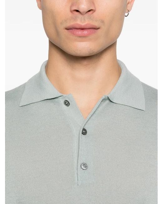 Canali Geripptes Poloshirt mit Knopfverschluss in Gray für Herren