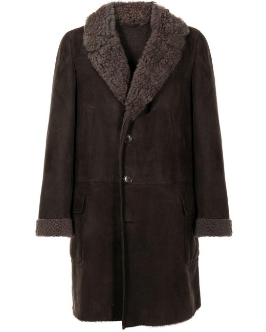 Gucci Black Shearling Trim Knee-length Coat for men