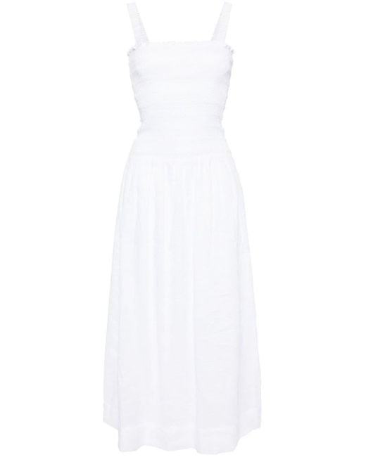 Robe mi-longue Bucatini en lin Faithfull The Brand en coloris White
