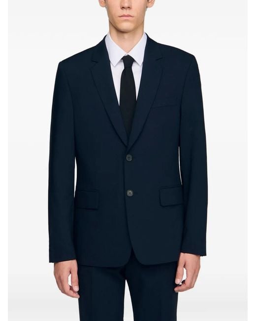 Sandro Black Wool Suit Jacket for men