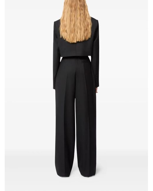 Nina Ricci Black Double-Breasted Wool Cropped Blazer