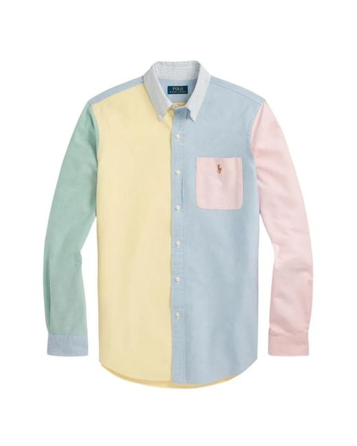 Polo Ralph Lauren Blue Colour-Block Pocket Shirt for men