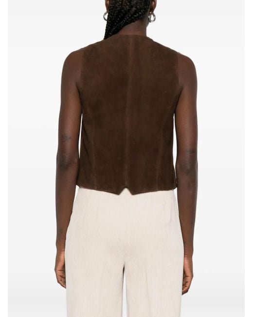 GIUSEPPE DI MORABITO Brown Button-Fastening Suede Waistcoat