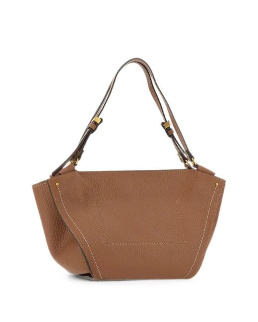 Gianni Chiarini Brown Medium Bloom Grain-Leather Shoulder Bag