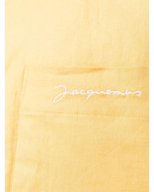 Jacquemus Yellow Embroidered-Logo Button-Fastening Shirt for men