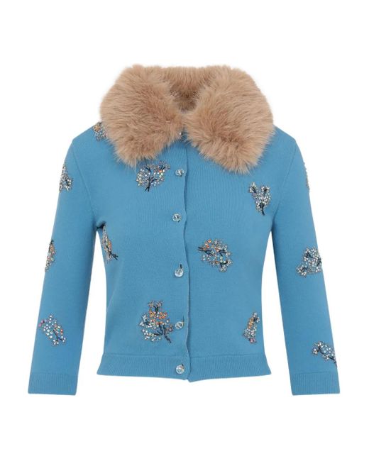 Valentino Garavani Blue Cardigan mit Stickerei