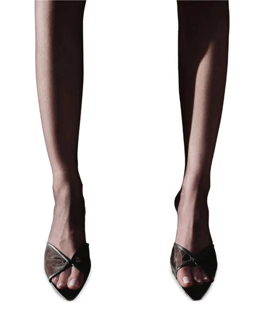 STUDIO AMELIA Black Jacques Mesh-Panel Sandals
