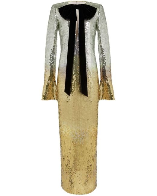 Nina Ricci Metallic Bow-embellished Sequinned Gradient Gown