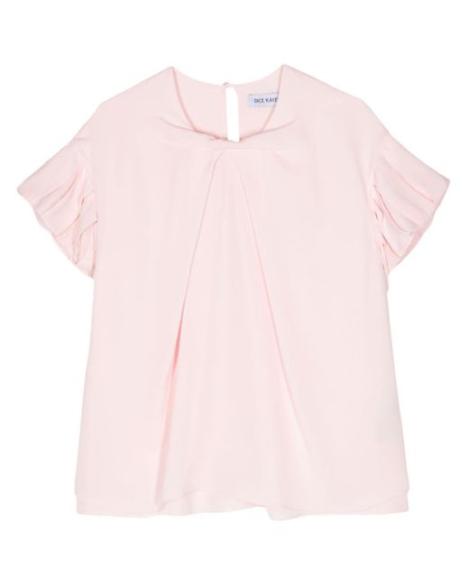 Dice Kayek Pink Ruffle-sleeve silk blouse