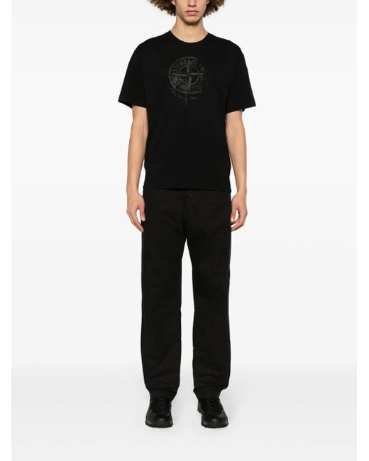 Stone Island Black T-shirt Con Logo for men