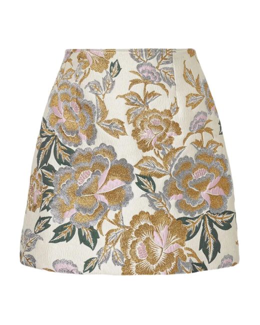Carolina Herrera Natural Floral-Jacquard Mini Skirt
