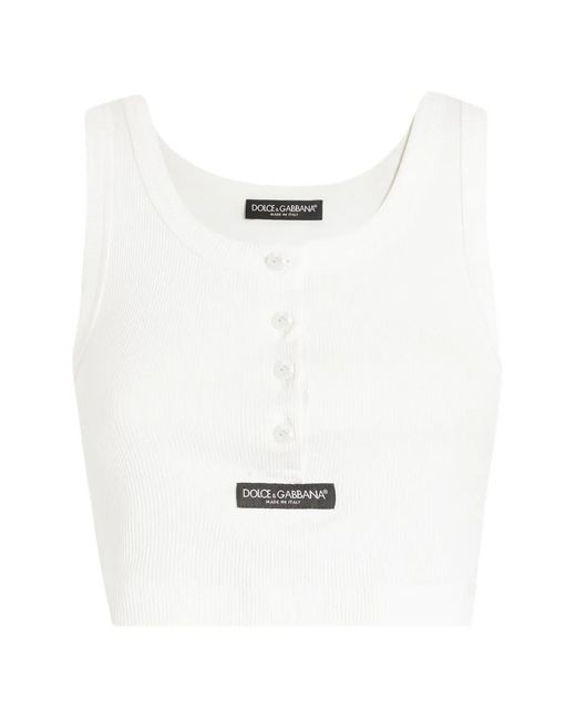 Dolce & Gabbana White Ribbed Tank Top