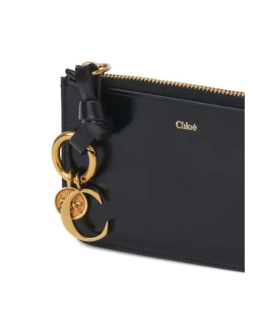 Chloé Black Alphabet Charm Zip Wallet
