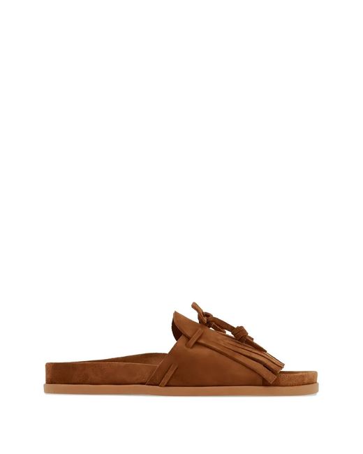 Ancient Greek Sandals Brown Amfiliki Fringed Sandals