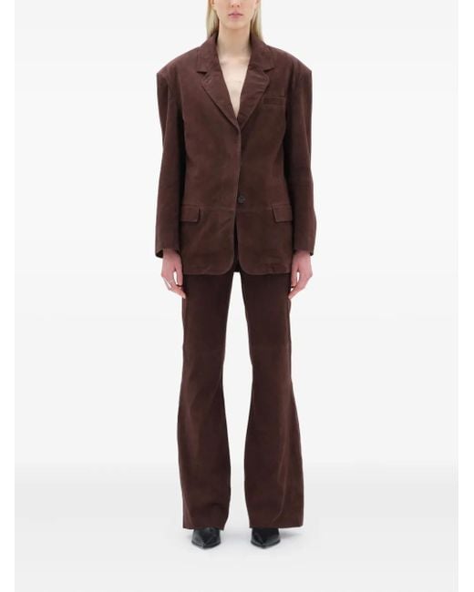 Remain Brown Padded-Shoulder Blazer