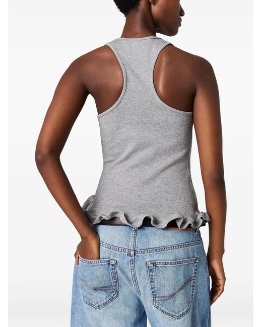 Stella McCartney Gray Ruffled-Hem Tank Top