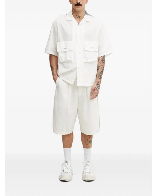 Undercover White Pleated Elasticated-Waist Shorts for men