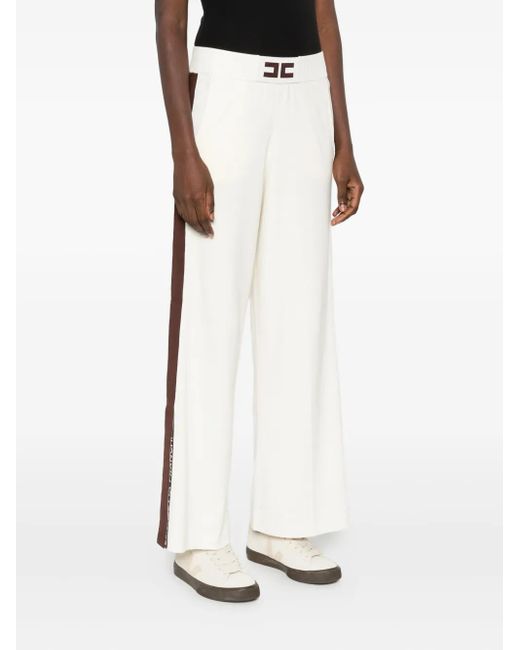 Elisabetta Franchi White Side-Stripe Trousers