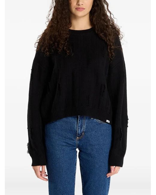 Guess Black Originals Eco Distressed Cotton Sweater