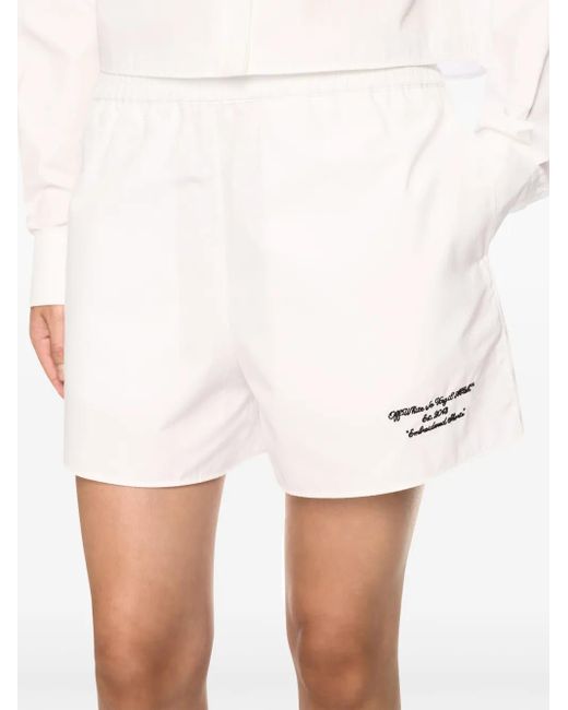Off-White c/o Virgil Abloh White Thigh-Length Shorts With Elasticated Waistband And Minimalist Design