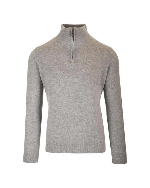 Al Duca D'aosta Gray Zip-Fastening Cashmere Jumper for men