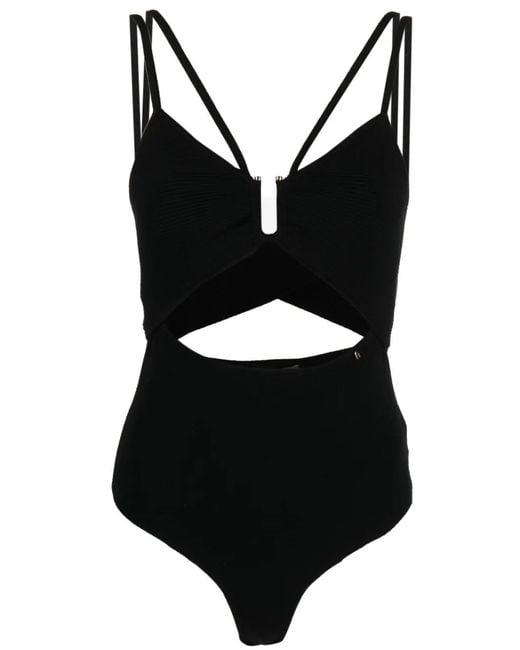 Nissa Black Cut-Out Double-Strap Top