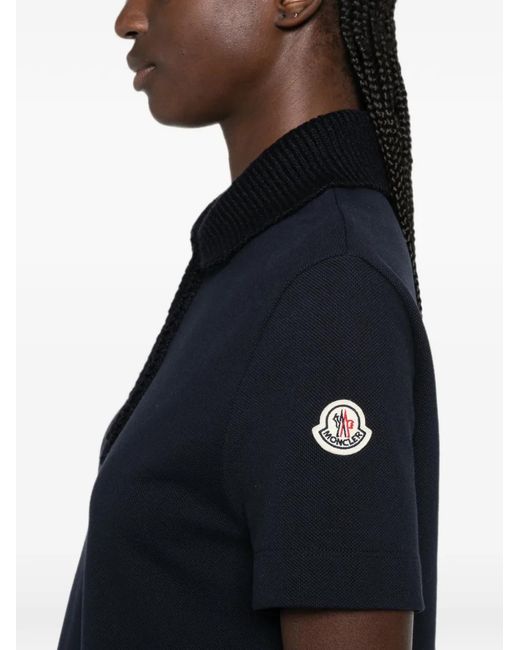 Moncler Black Robe Courte À Patch Logo Et Manches Courtes