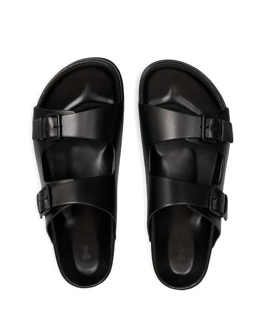 AMI Black Buckle-Strap Sandals