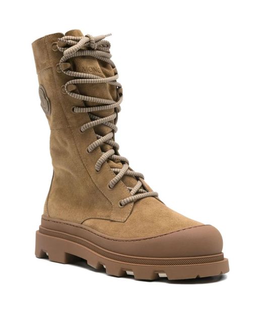 Moncler Brown Lace-Up Suede Boots for men