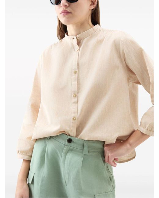 Camisa con cuello mao y botones Woolrich de color Natural