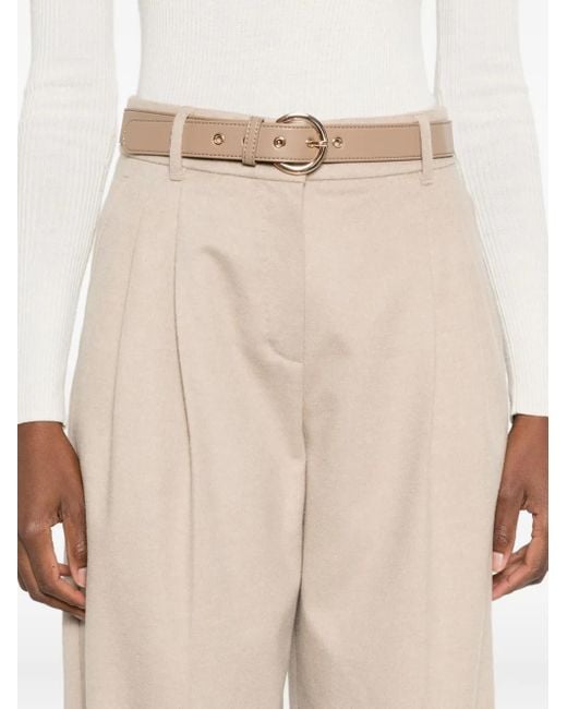 Max Mara Natural Pleated Belted Trousers