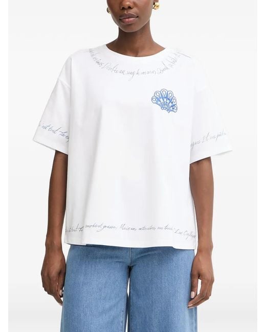 Twinset White Embroidered Shell-Patch T-Shirt